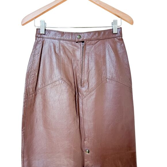 VTG Lela Leather Skirt sz 7/8 Modern 4 S Brown Western Festival Concert Pencil - Picture 9 of 10